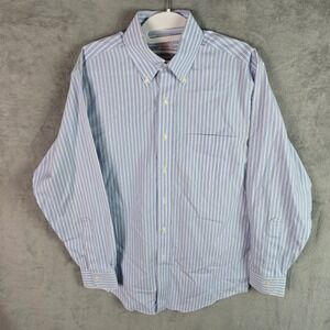 Brooks Brothers Madison Non-Iron Supima Cotton Striped Shirt Blue White 14.5-33